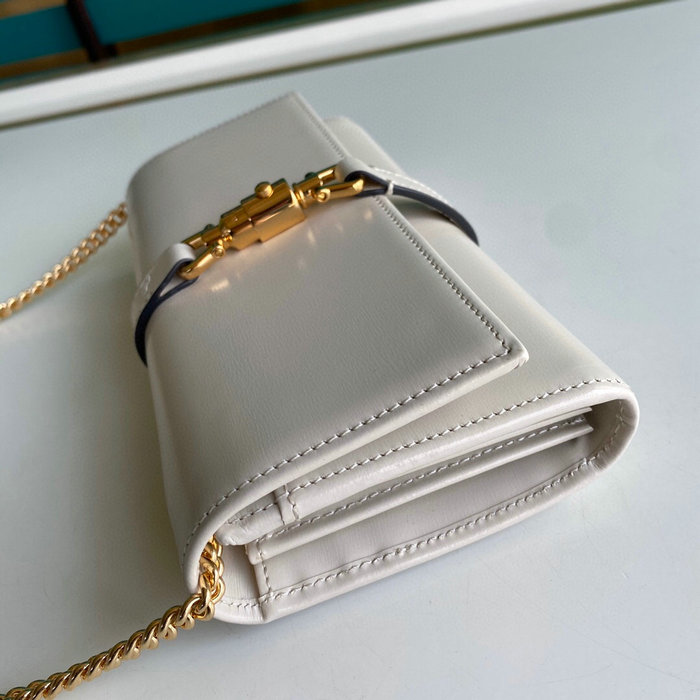 Gucci Jackie 1961 Leather Chain Wallet White 652681