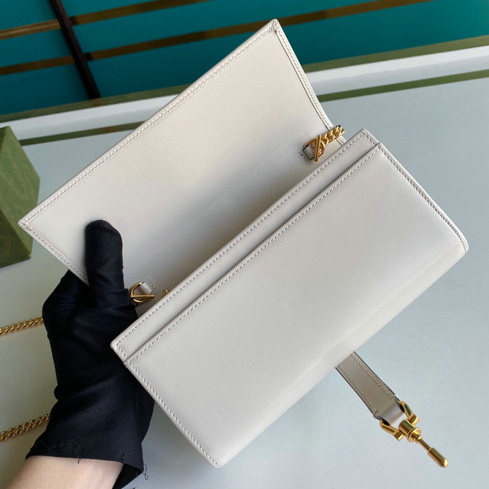 Gucci Jackie 1961 Leather Chain Wallet White 652681