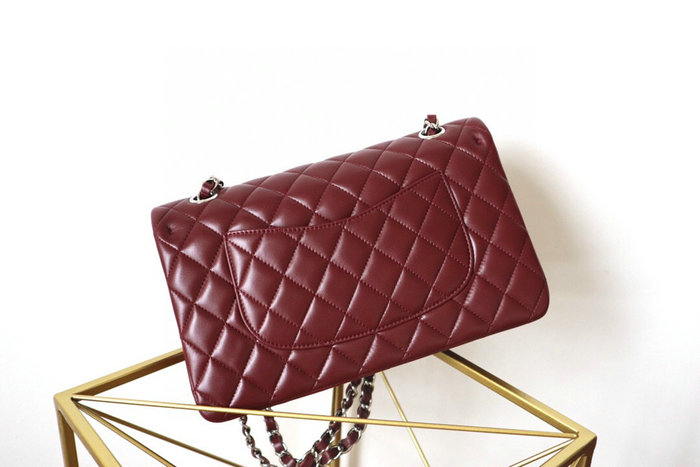 Classic Chanel Lambskin Flap Shoulder Bag Burgundy A1112