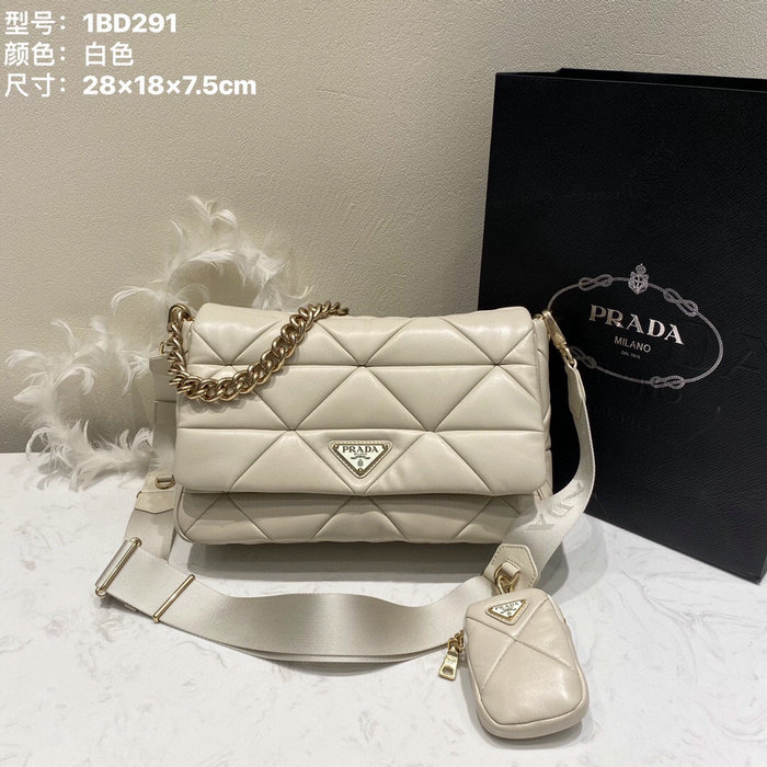 Prada System Nappa Leather Patchwork Bag White 1BD291