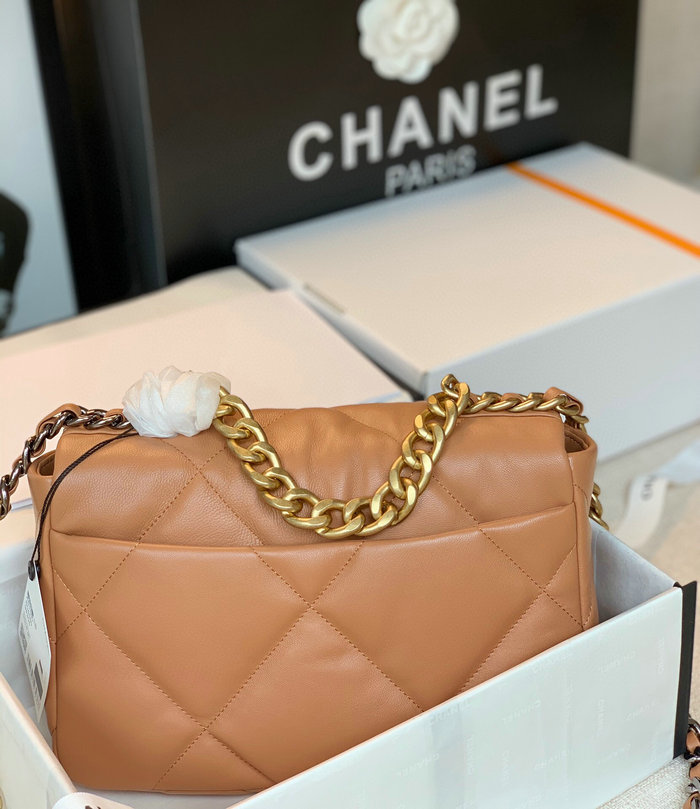 Chanel 19 Lambskin Flap Bag Camel AS1160