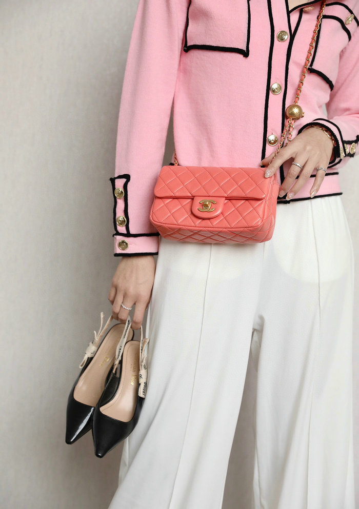 Chanel Lambskin Flap Bag Pink AS1787