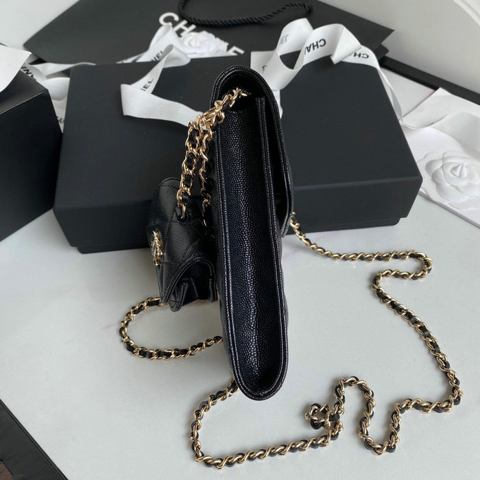 Chanel phone & airpods case with chain black AP2033