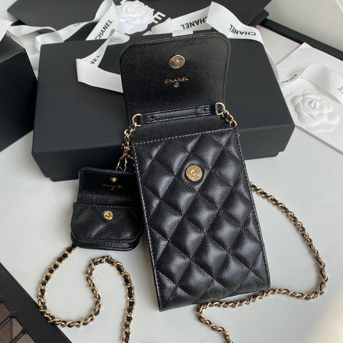 Chanel phone & airpods case with chain black AP2033