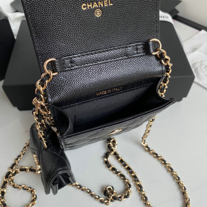 Chanel phone & airpods case with chain black AP2033