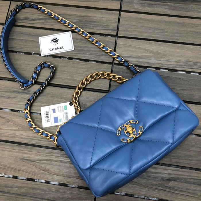 Chanel 19 Lambskin Flap Bag Blue AS1160