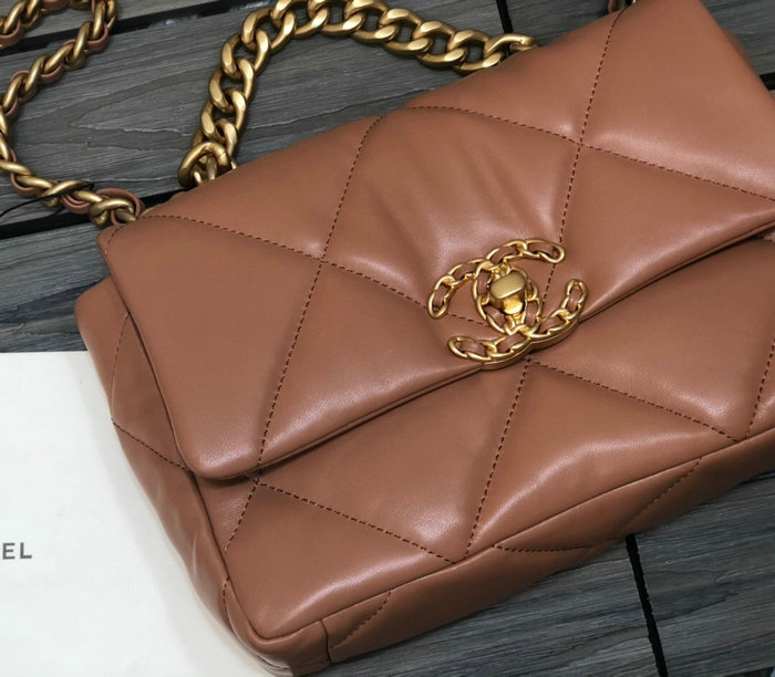 Chanel 19 Lambskin Flap Bag Camel AS1160