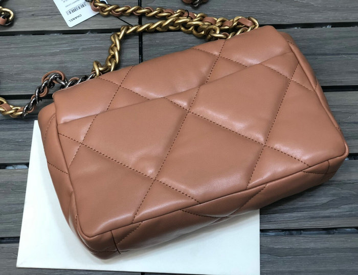 Chanel 19 Lambskin Flap Bag Camel AS1160