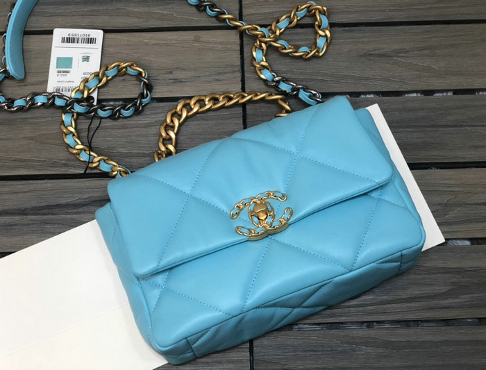 Chanel 19 Lambskin Flap Bag Light Blue AS1160