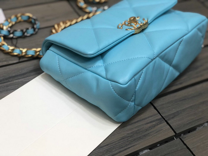 Chanel 19 Lambskin Flap Bag Light Blue AS1160