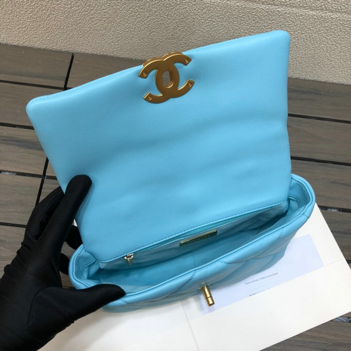 Chanel 19 Lambskin Flap Bag Light Blue AS1160