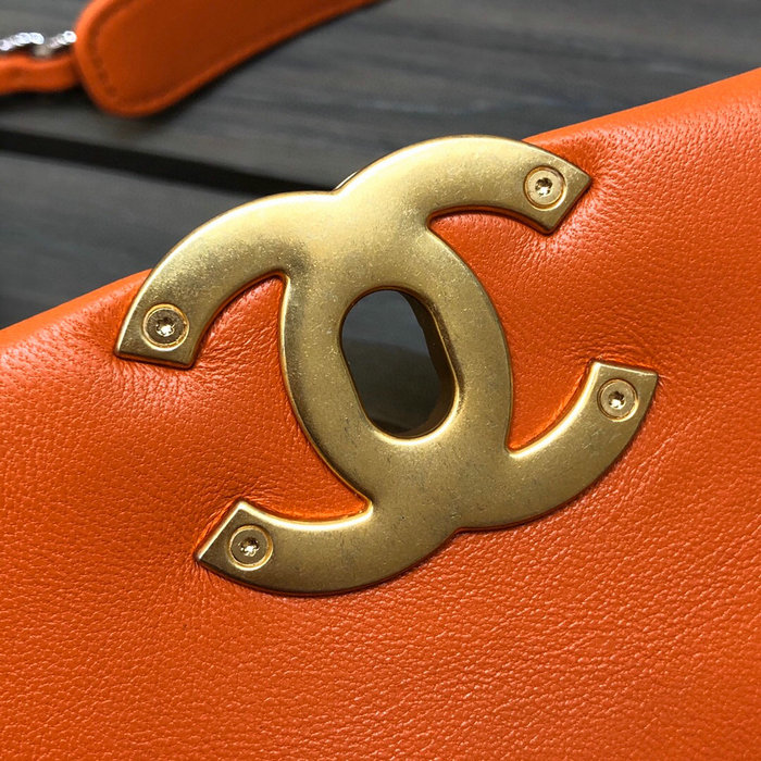 Chanel 19 Lambskin Flap Bag Orange AS1160