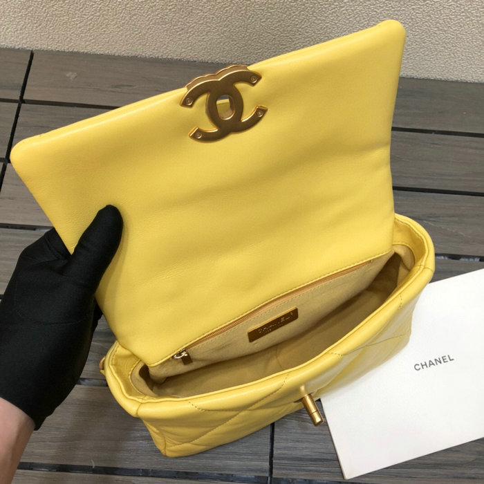 Chanel 19 Lambskin Flap Bag Yellow AS1160