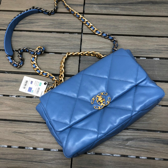 Chanel 19 Lambskin Large Flap Bag Blue AS1161