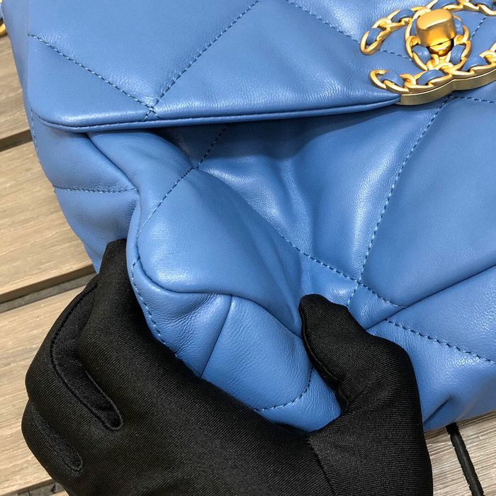 Chanel 19 Lambskin Large Flap Bag Blue AS1161