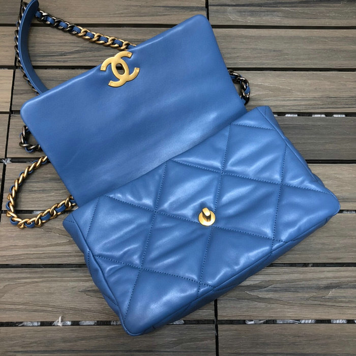 Chanel 19 Lambskin Large Flap Bag Blue AS1161