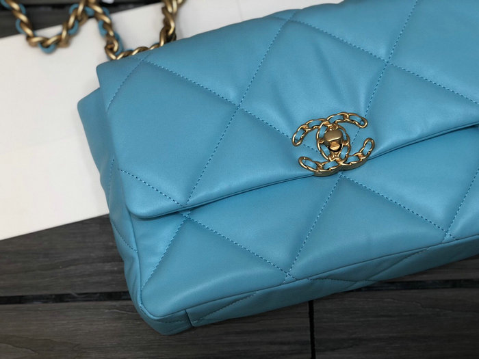 Chanel 19 Lambskin Large Flap Bag Light Blue AS1161