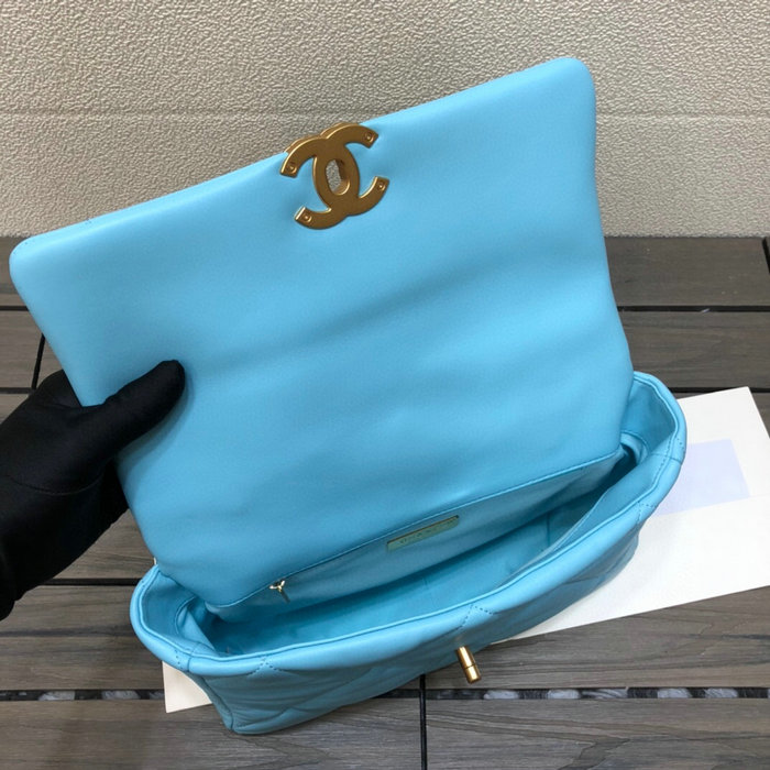 Chanel 19 Lambskin Large Flap Bag Light Blue AS1161