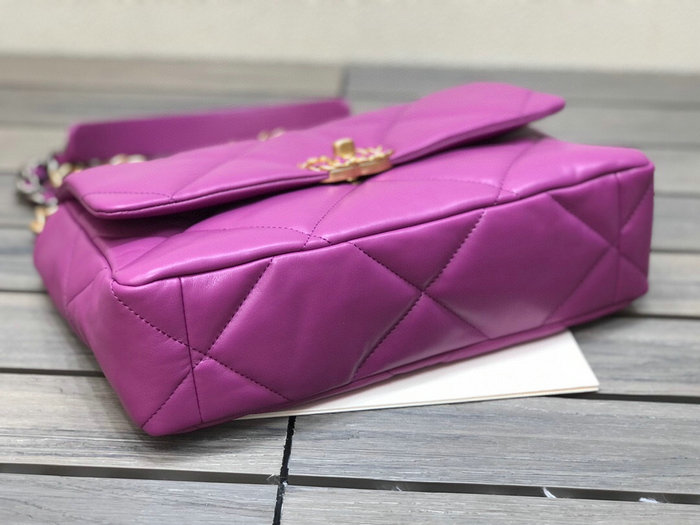 Chanel 19 Lambskin Large Flap Bag Purple AS1161