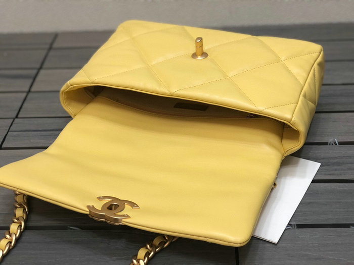 Chanel 19 Lambskin Large Flap Bag Yellow AS1161