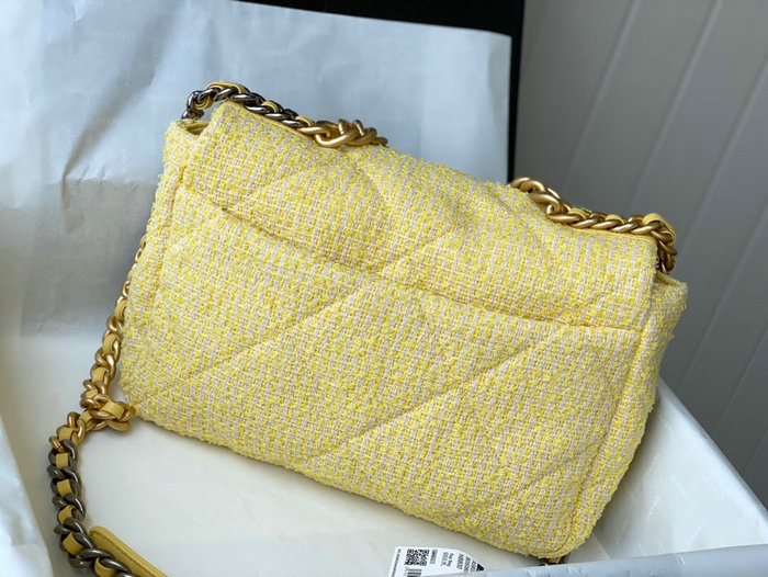 Chanel 19 Tweed Large Flap Bag Yellow AS1161