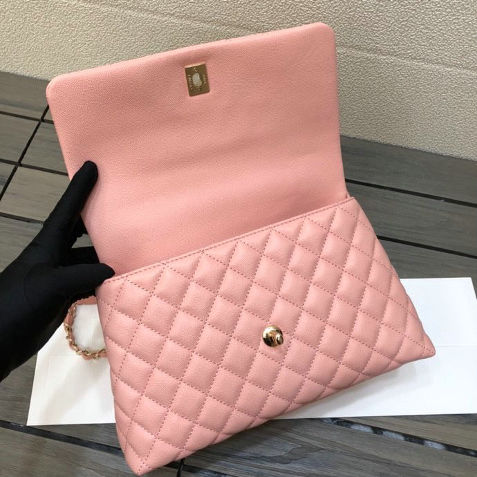 Chanel Flap Bag with Top Handle Pink A92991