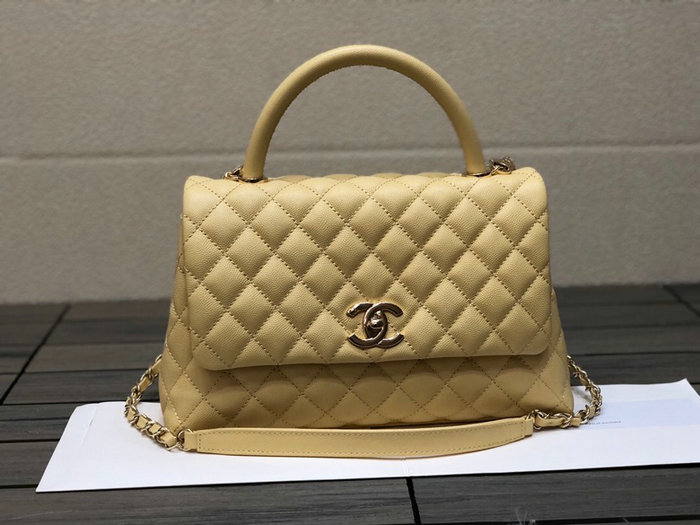 Chanel Flap Bag with Top Handle Yellow A92991