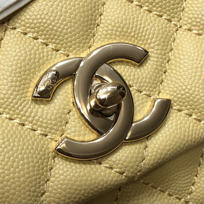 Chanel Flap Bag with Top Handle Yellow A92991