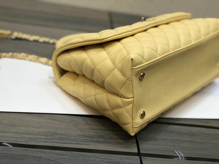 Chanel Flap Bag with Top Handle Yellow A92991