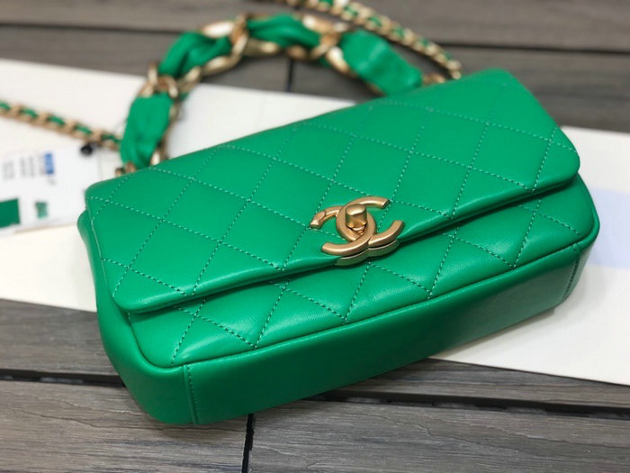 Chanel Lambskin Flap Bag Green AS2388