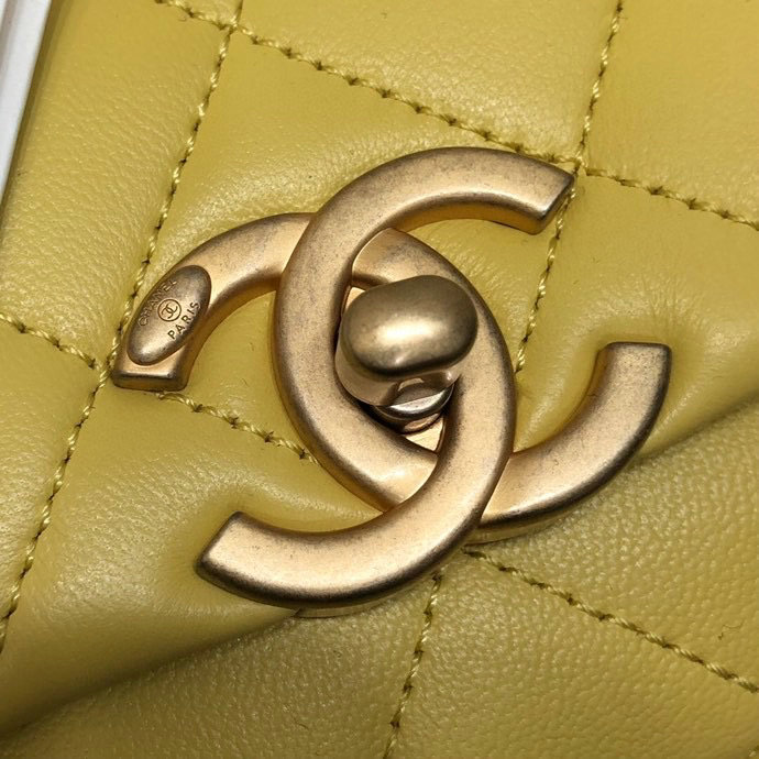 Chanel Lambskin Flap Bag Yellow AS2388