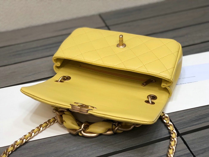 Chanel Lambskin Flap Bag Yellow AS2388