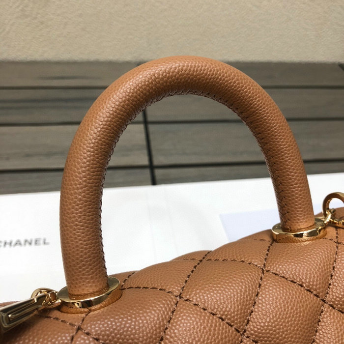 Chanel Mini Flap Bag with Top Handle Camel AS2215