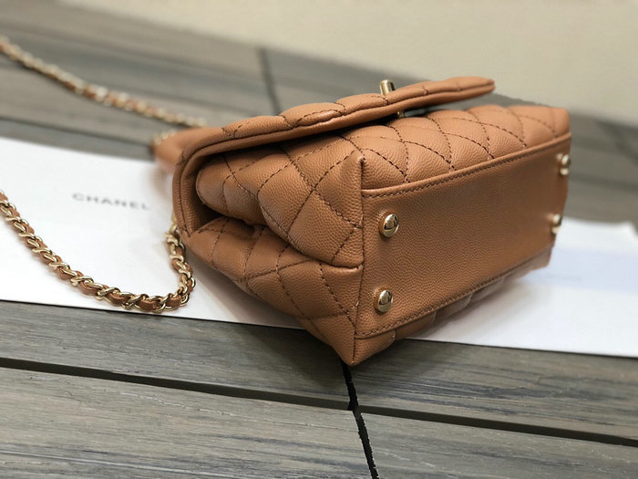 Chanel Mini Flap Bag with Top Handle Camel AS2215