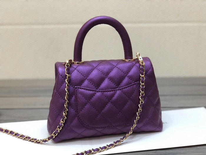 Chanel Mini Flap Bag with Top Handle Purple AS2215