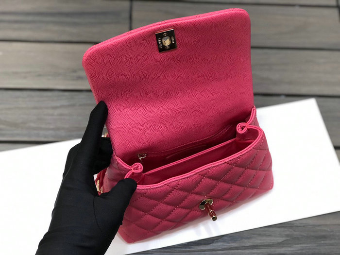 Chanel Mini Flap Bag with Top Handle Rose AS2215