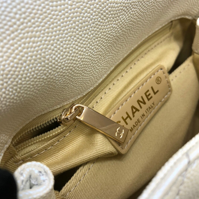 Chanel Mini Flap Bag with Top Handle Silver AS2215