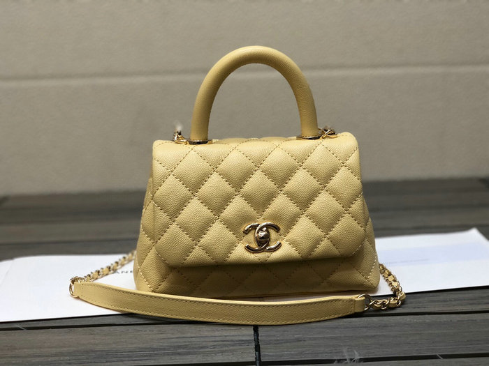 Chanel Mini Flap Bag with Top Handle Yellow AS2215