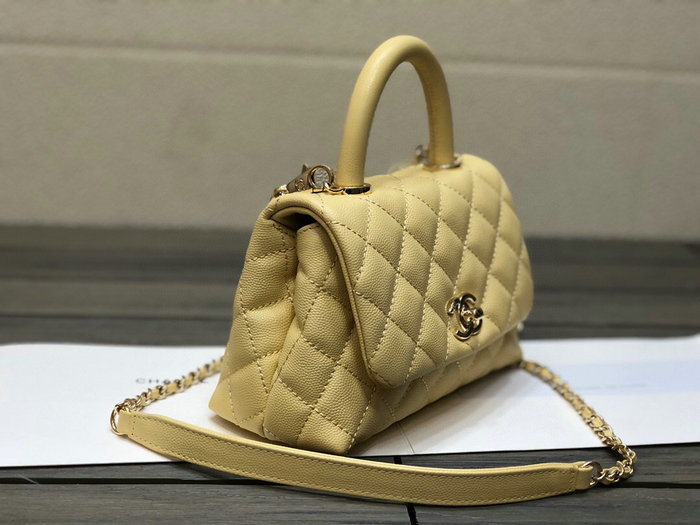 Chanel Mini Flap Bag with Top Handle Yellow AS2215