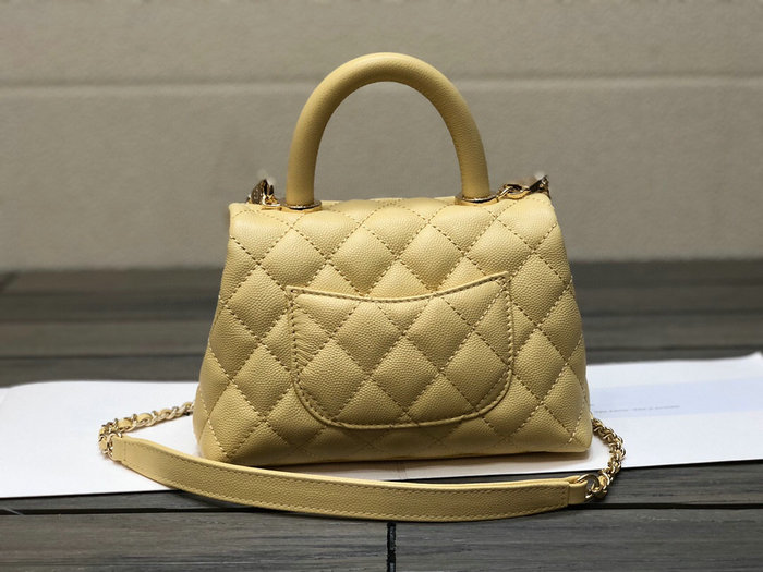 Chanel Mini Flap Bag with Top Handle Yellow AS2215