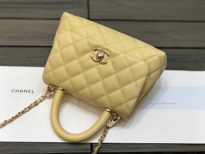 Chanel Mini Flap Bag with Top Handle Yellow AS2215