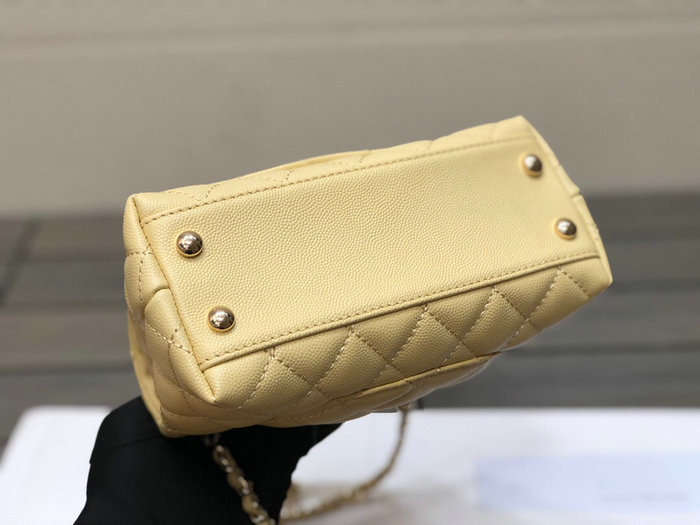 Chanel Mini Flap Bag with Top Handle Yellow AS2215