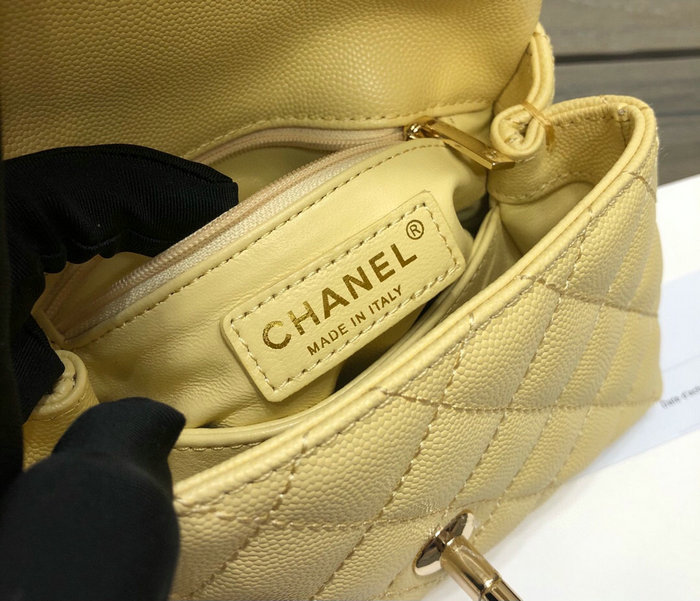 Chanel Mini Flap Bag with Top Handle Yellow AS2215