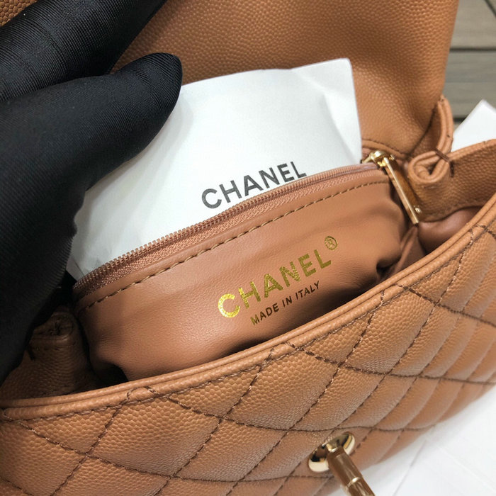 Chanel Small Flap Bag with Top Handle Camel A92990