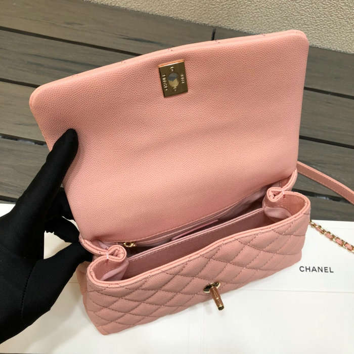 Chanel Small Flap Bag with Top Handle Pink A92990