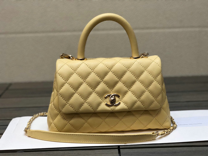 Chanel Small Flap Bag with Top Handle Yellow A92990