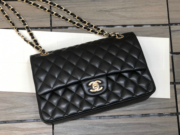 Classic Chanel Lambskin Medium Flap Bag Black CF1112