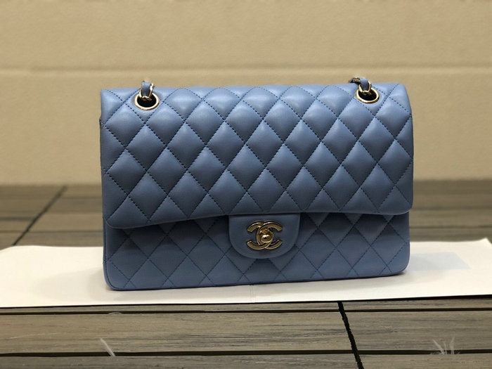 Classic Chanel Lambskin Medium Flap Bag Blue CF1112