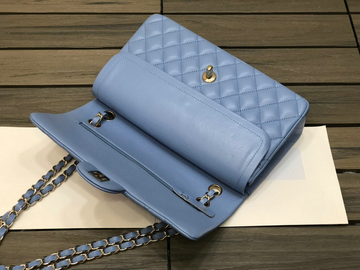 Classic Chanel Lambskin Medium Flap Bag Blue CF1112