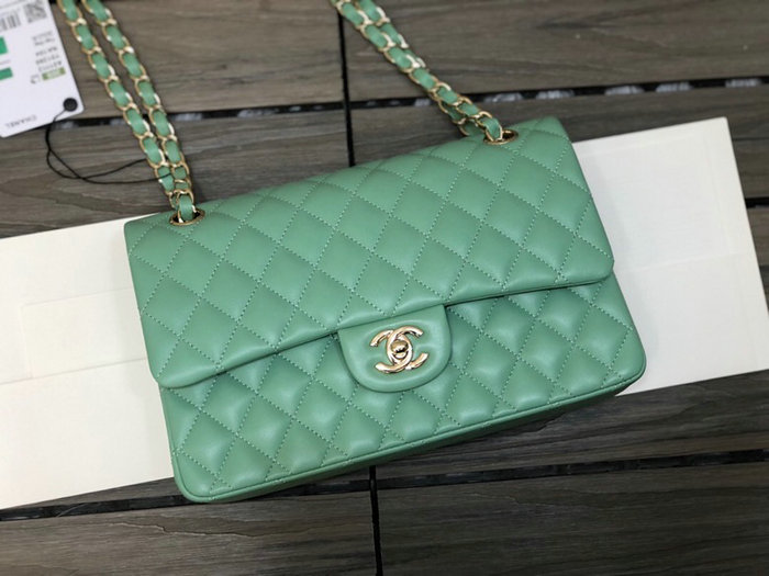 Classic Chanel Lambskin Medium Flap Bag Green CF1112